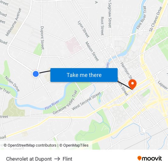 Chevrolet at Dupont to Flint map