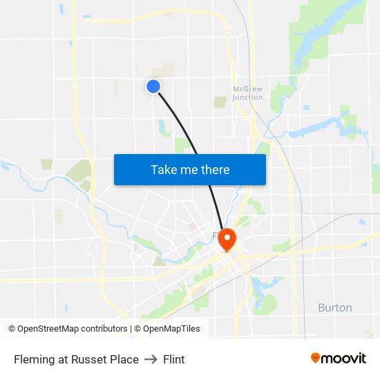 Fleming at Russet Place to Flint map