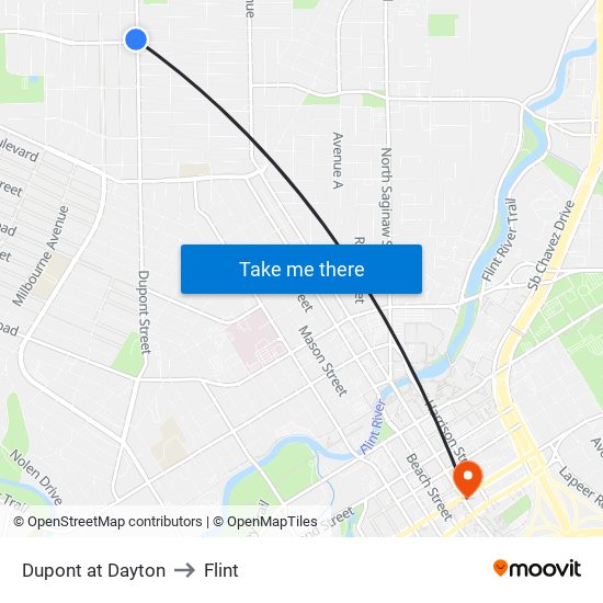 Dupont at Dayton to Flint map