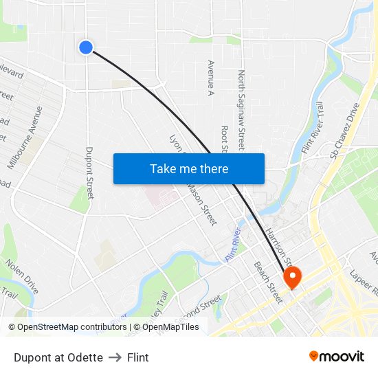 Dupont at Odette to Flint map