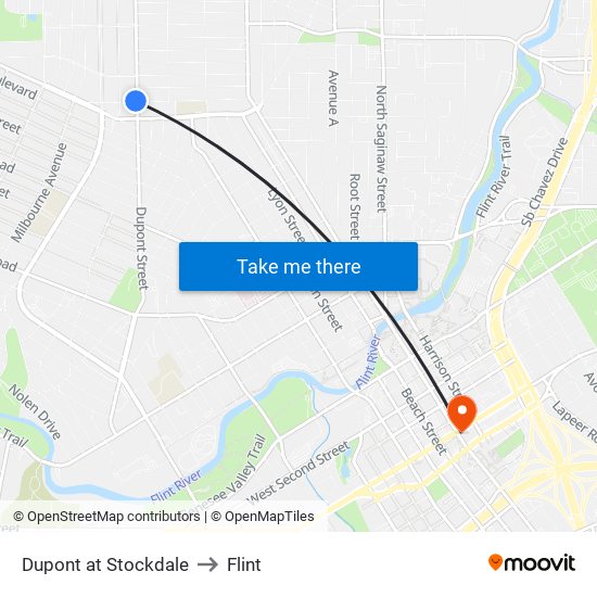 Dupont at Stockdale to Flint map