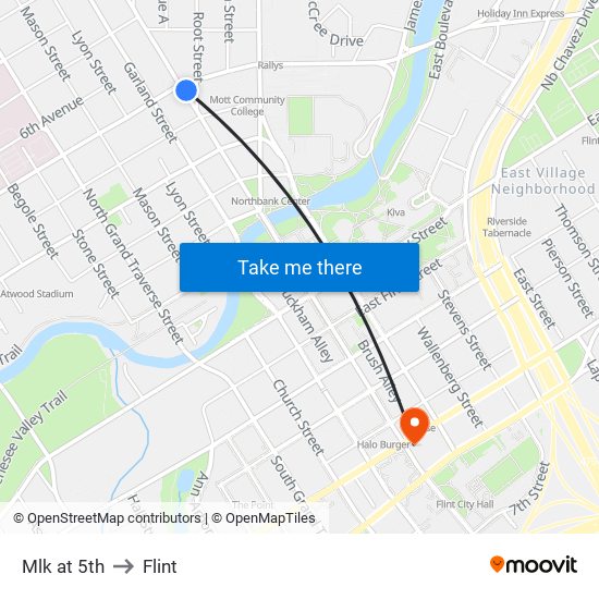 Mlk at 5th to Flint map