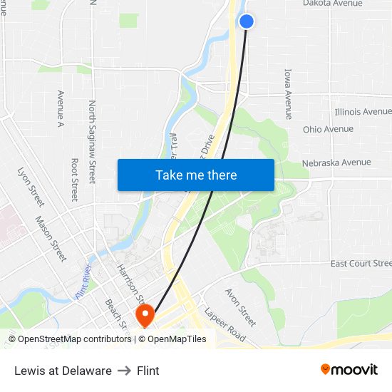 Lewis at Delaware to Flint map