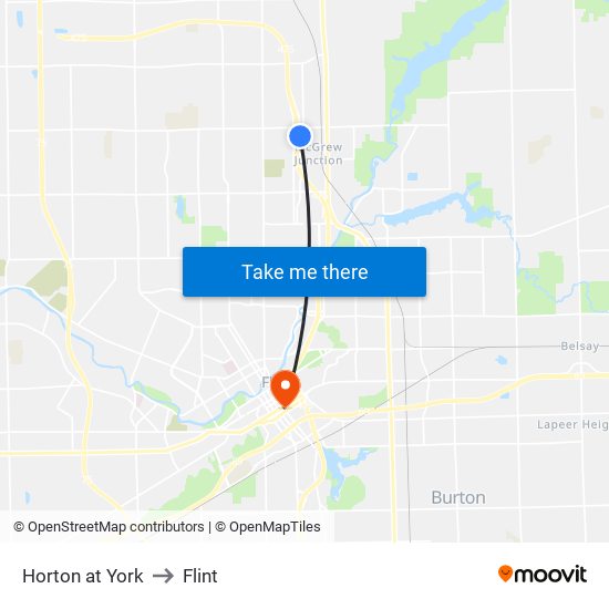 Horton at York to Flint map