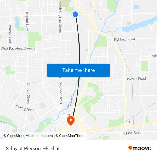 Selby at Pierson to Flint map