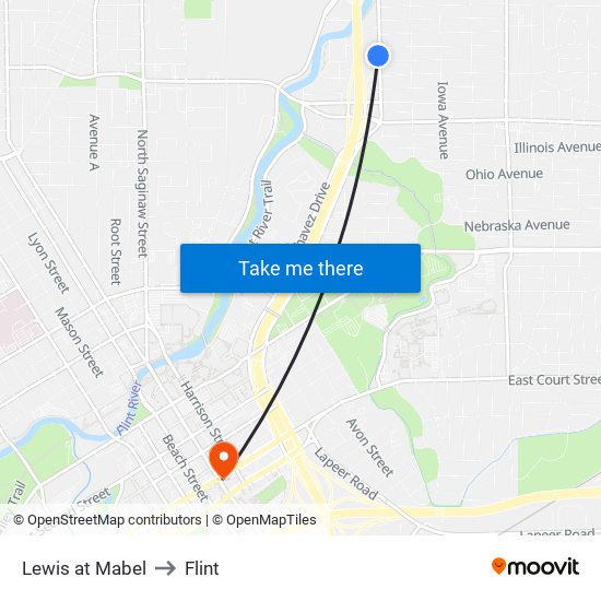 Lewis at Mabel to Flint map