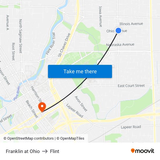 Franklin at Ohio to Flint map