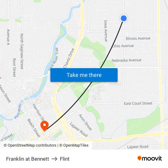 Franklin at Bennett to Flint map