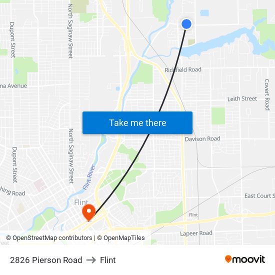 2826 Pierson Road to Flint map