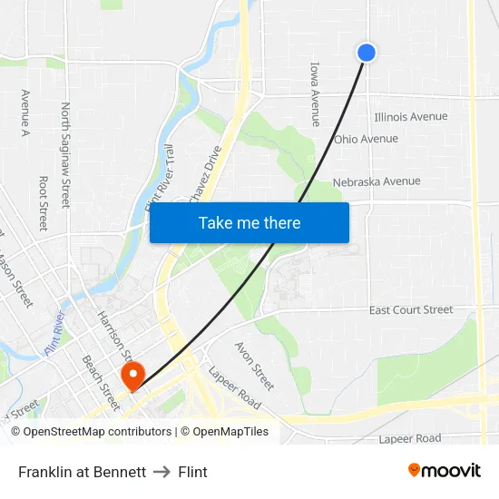 Franklin at Bennett to Flint map