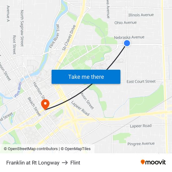 Franklin at Rt Longway to Flint map
