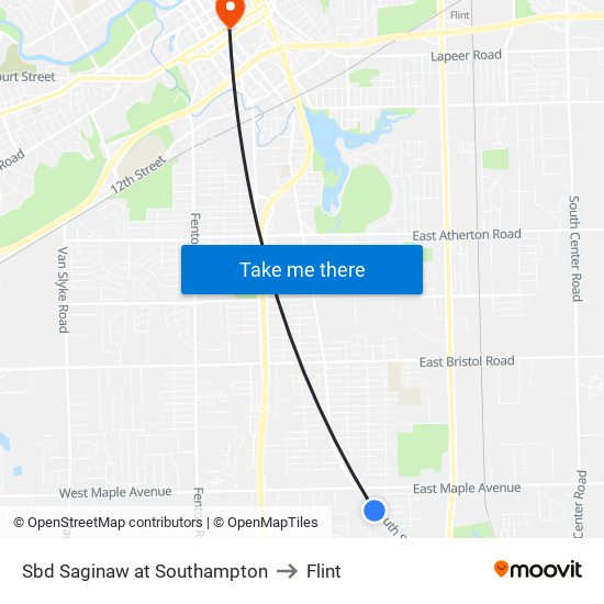 Sbd Saginaw at Southampton to Flint map