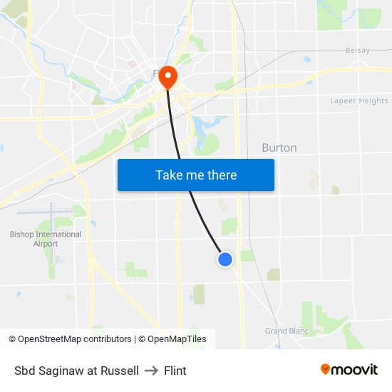 Sbd Saginaw at Russell to Flint map