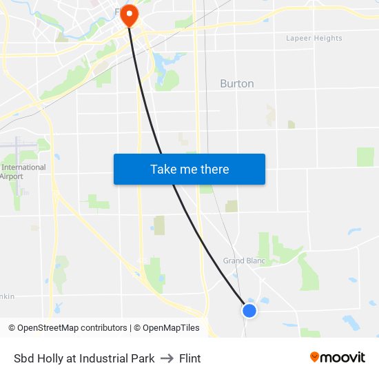 Sbd Holly at Industrial Park to Flint map