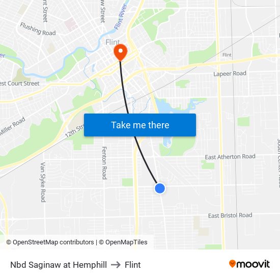 Nbd Saginaw at Hemphill to Flint map