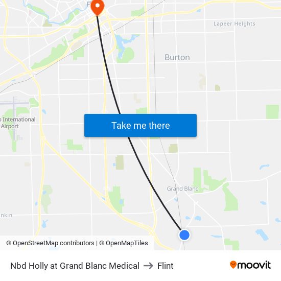 Nbd Holly at Grand Blanc Medical to Flint map