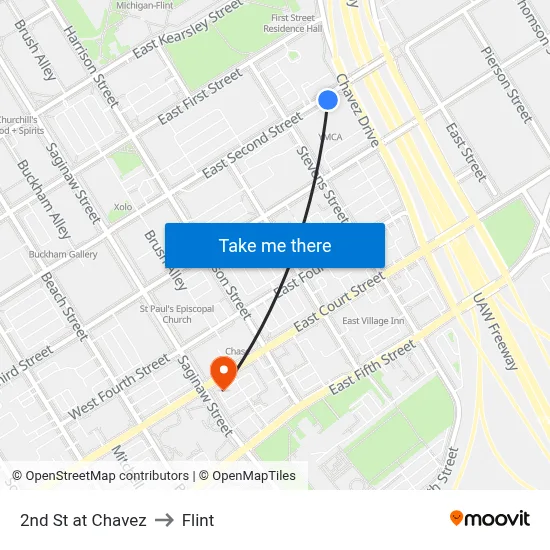 2nd St at Chavez to Flint map