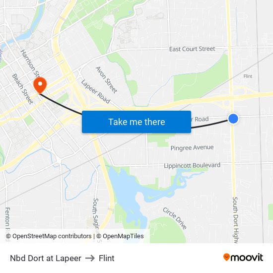 Nbd Dort at Lapeer to Flint map