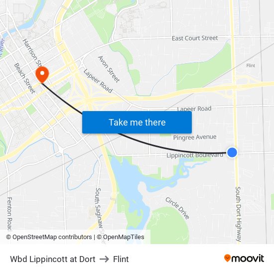 Wbd Lippincott at Dort to Flint map