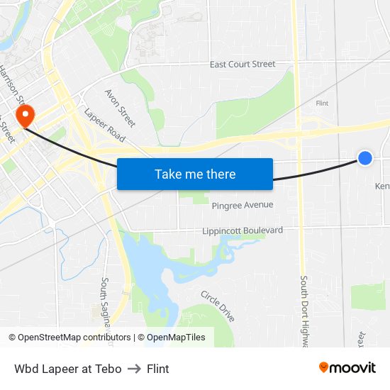 Wbd Lapeer at Tebo to Flint map