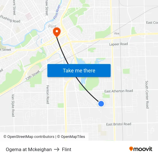 Ogema at Mckeighan to Flint map