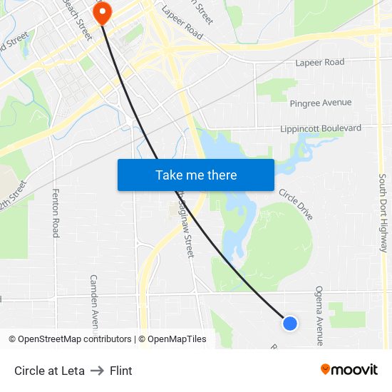 Circle at Leta to Flint map