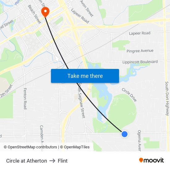 Circle at Atherton to Flint map