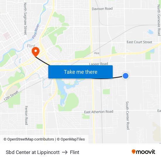 Sbd Center at Lippincott to Flint map
