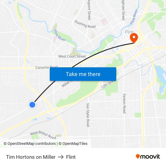 Tim Hortons on Miller to Flint map