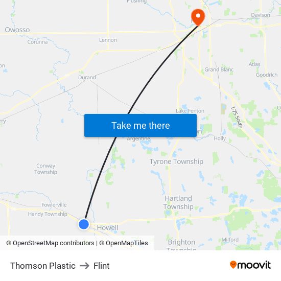 Thomson Plastic to Flint map