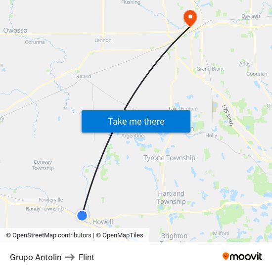 Grupo Antolin to Flint map
