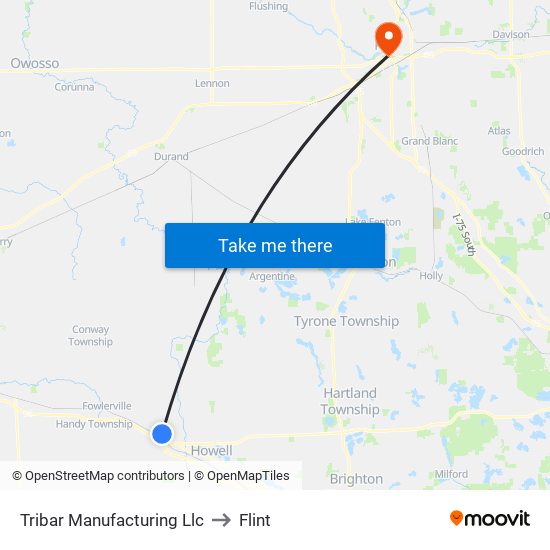 Tribar Manufacturing Llc to Flint map
