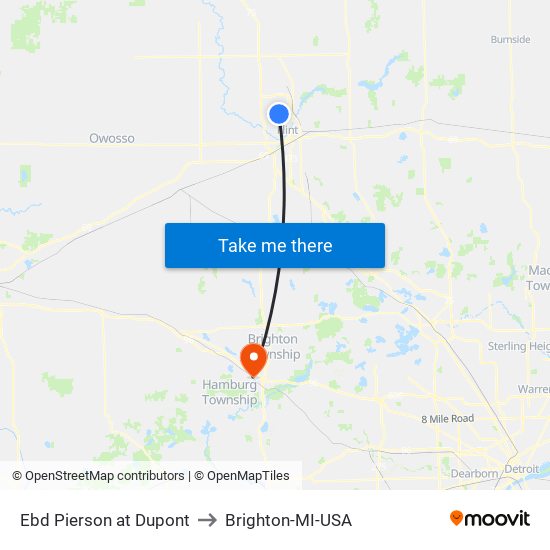 Ebd Pierson at Dupont to Brighton-MI-USA map