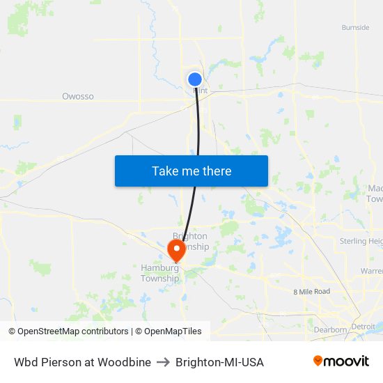 Wbd Pierson at Woodbine to Brighton-MI-USA map