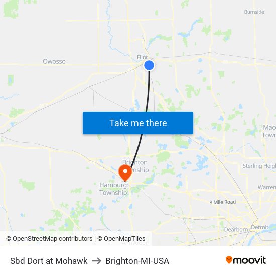 Sbd Dort at Mohawk to Brighton-MI-USA map