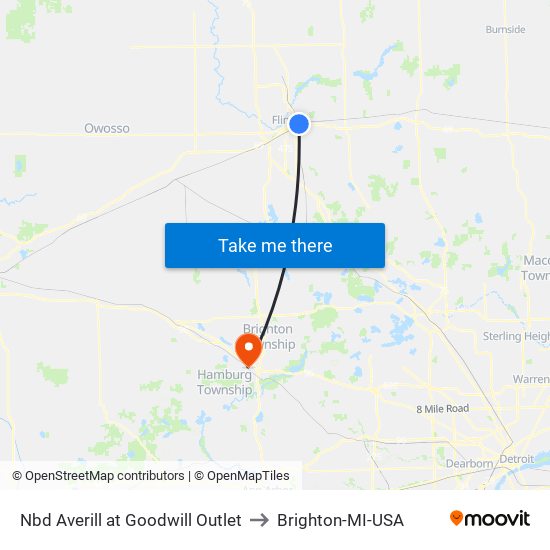 Nbd Averill at Goodwill Outlet to Brighton-MI-USA map