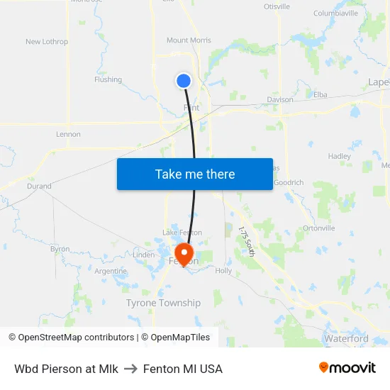 Wbd Pierson at Mlk to Fenton MI USA map