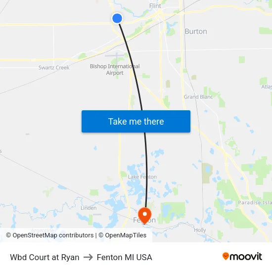 Wbd Court at Ryan to Fenton MI USA map