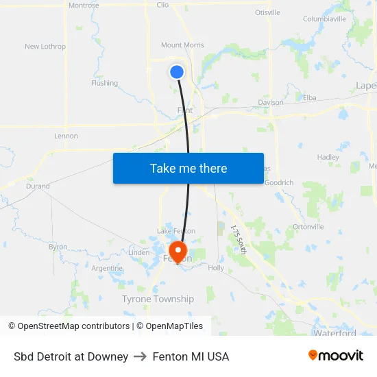 Sbd Detroit at Downey to Fenton MI USA map