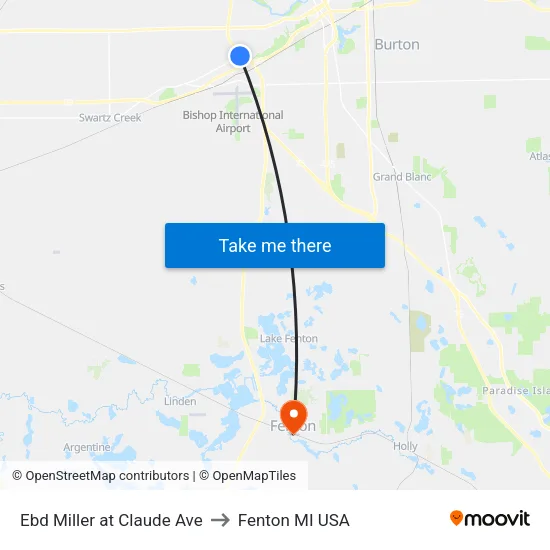 Ebd Miller at Claude Ave to Fenton MI USA map