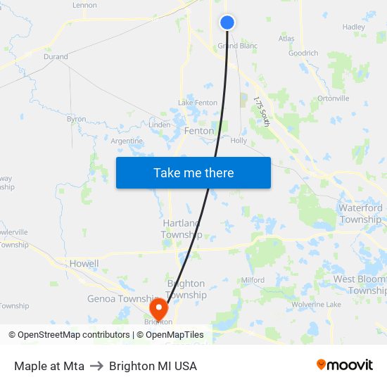 Maple at Mta to Brighton MI USA map