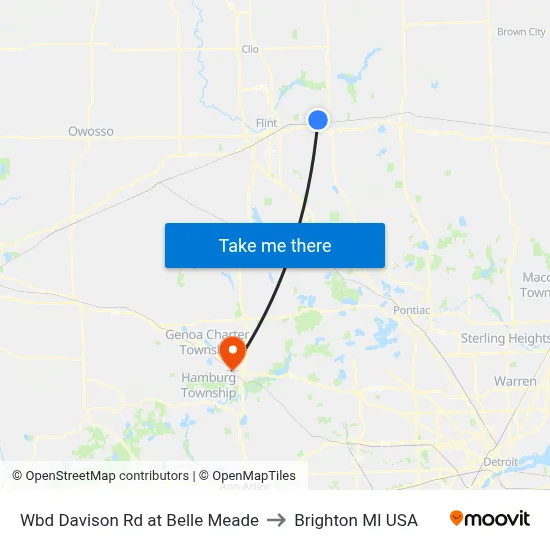 Wbd Davison Rd at Belle Meade to Brighton MI USA map