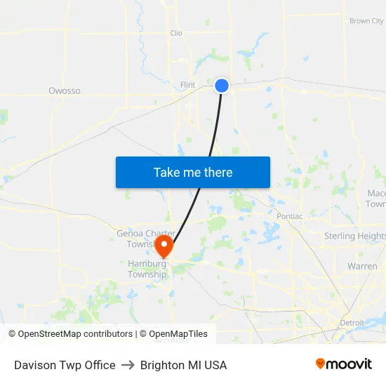 Davison Twp Office to Brighton MI USA map