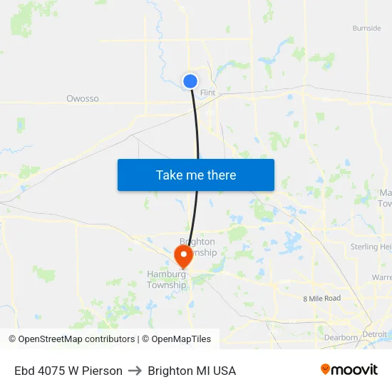 Ebd 4075 W Pierson to Brighton MI USA map