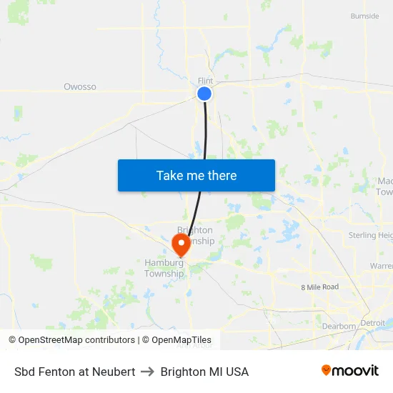 Sbd Fenton at Neubert to Brighton MI USA map