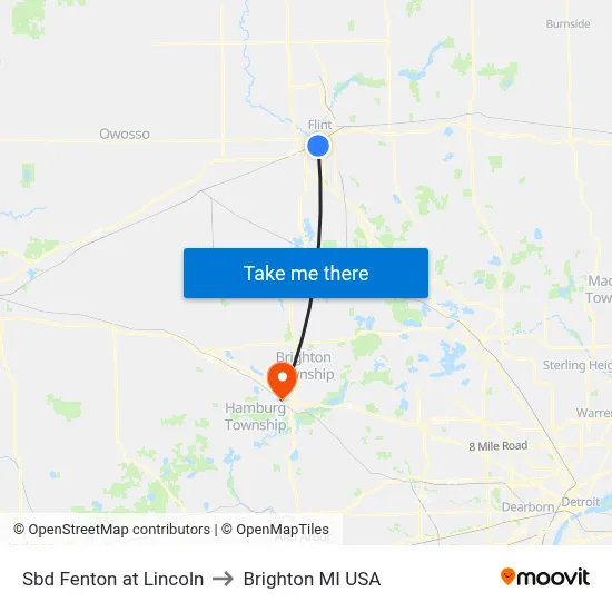 Sbd Fenton at Lincoln to Brighton MI USA map