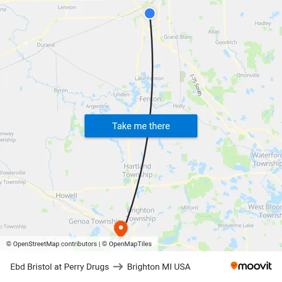 Ebd Bristol at Perry Drugs to Brighton MI USA map