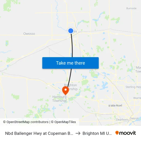 Nbd Ballenger Hwy at Copeman Blvd to Brighton MI USA map
