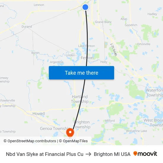 Nbd Van Slyke at Financial Plus Cu to Brighton MI USA map