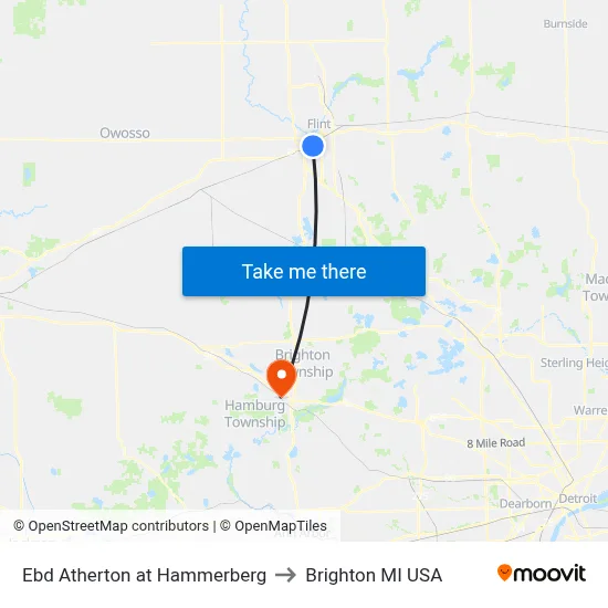 Ebd Atherton at Hammerberg to Brighton MI USA map